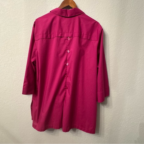 Women's Foxcroft Magenta Collared Button Front Blouse - Picture 12 of 12
